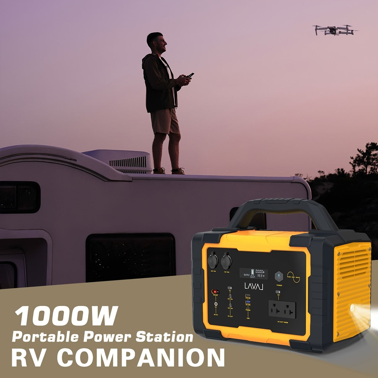 Centrale elettrica portatile con pannello solare, generatore solare da 293 Wh-1075 Wh con uscita USB-C PD da 60 W, uscita CA a onda sinusoidale pura da 110 V, torcia elettrica, batteria LiFePO4