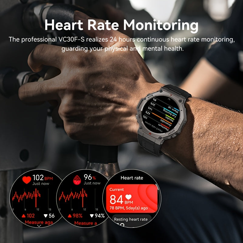 Ciberer Smart Watch Answer/Make Calls, GPS integrato, 3.63cm AMOLED Display, 5 ATM, Bussola, Altitudine, Pressione, 200+ Cloud Dials, Wireless, Ricarica USB, Lega e Silicone, Batteria al litio 500mAh, Altitude Tracker, Com