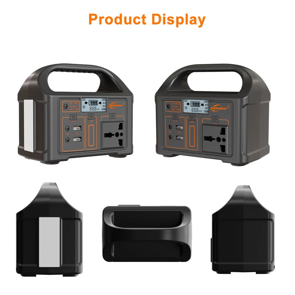 jsdsolar 100W 300W 500W Portable Power Station Pure Sine Wave Solar Generator 110V/220V UPS Camping Charging Station Power Bank