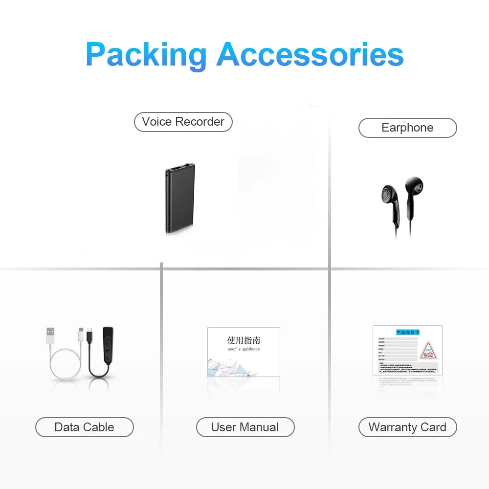Ultra-sottile piccolo mini registratore vocale 4-32GB Digtal suono professionale attivato Dictaphone rumore ridurre registrare 8 GB lettore MP3
