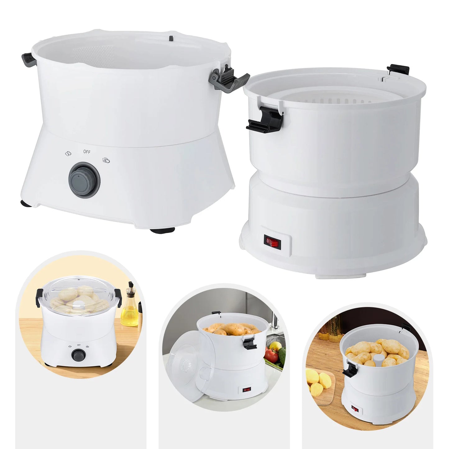 Potato Peeler Electric, Large Capacity Peeler with Stainless Steel Blades for Kitchens Restaurant Fast Food Shops