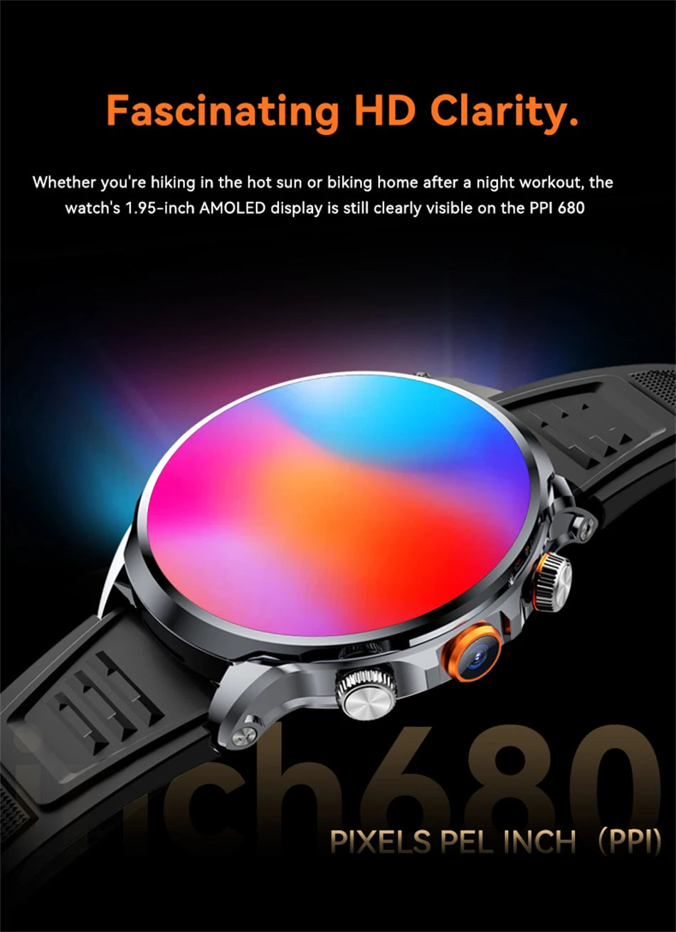 5G/4G Full Network Smart Watch 680*680 HD AMOLED 1100mah Video Call 500W Camera 8GB+128GB RAM GPS NFC WIFI Google APP Smartwatch
