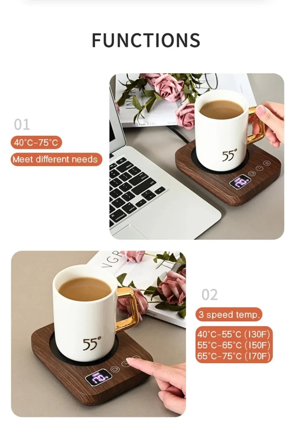 220V/ 110V Scalda Tazza Latte Riscaldamento Pad Tazza di caffè Sottobicchieri Smart Electric Beverage Warmer Insulat 3 ingranaggi regolabile ufficio casa