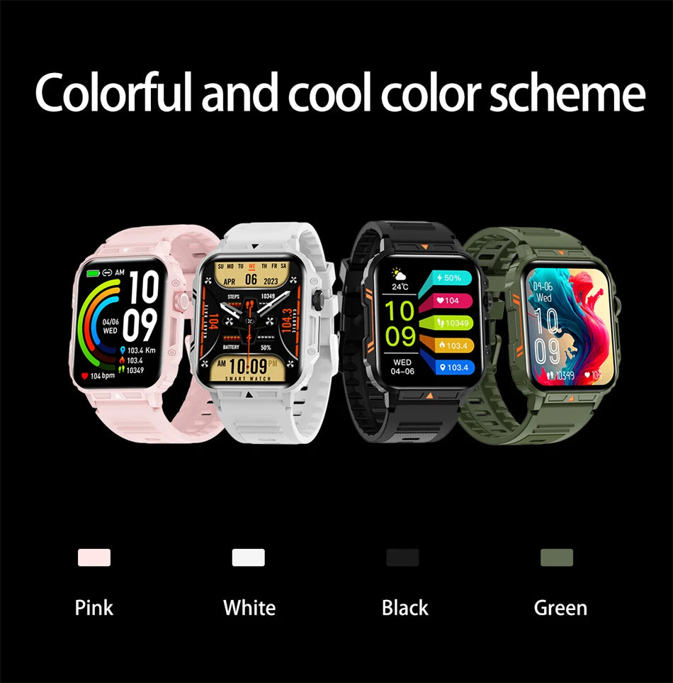 2024 Nuovo uomo militare all'aperto 1.95 Smart Watch uomini bluetooth chiamata smartwatch uomini per android ios ip68 impermeabile ftiness orologi