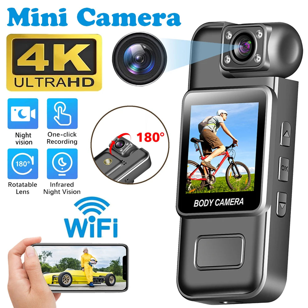 Ultra HD 4K WiFi Mini macchina fotografica portatile Registratore video digitale Polizia BodyCam Visione notturna a infrarossi Sport DV Camcorder 카메라