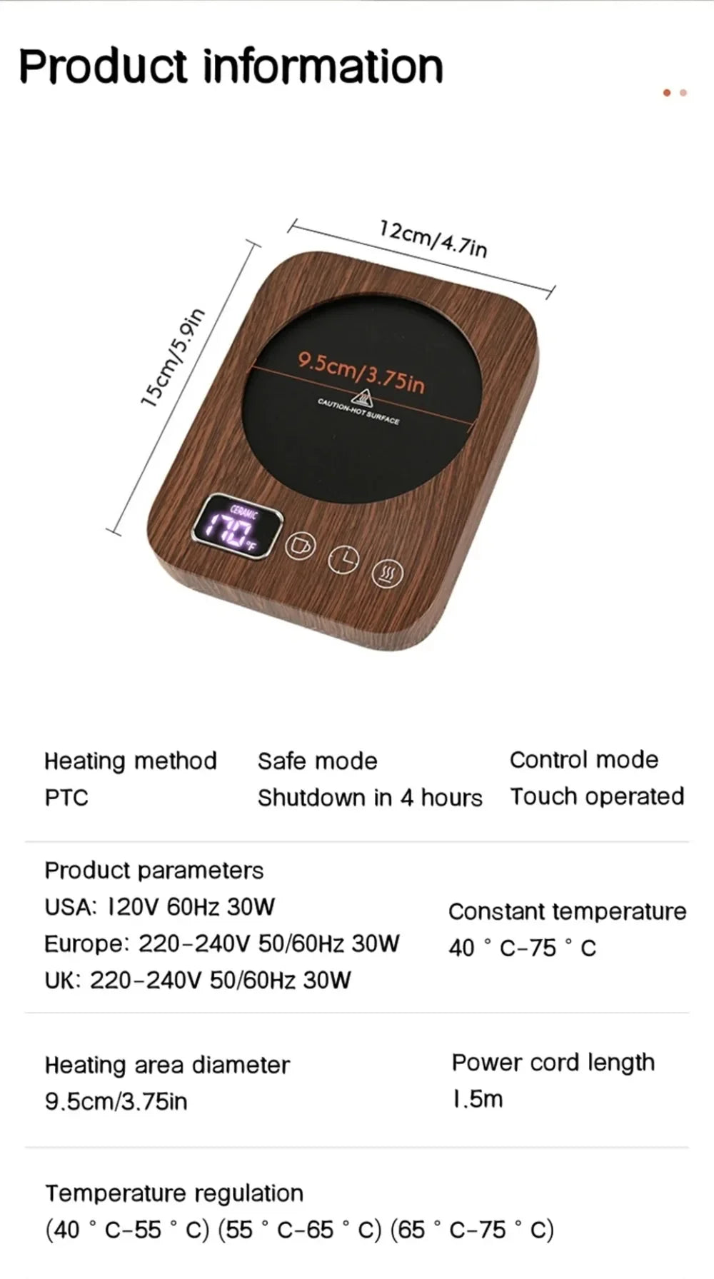 220V/ 110V Scalda Tazza Latte Riscaldamento Pad Tazza di caffè Sottobicchieri Smart Electric Beverage Warmer Insulat 3 ingranaggi regolabile ufficio casa