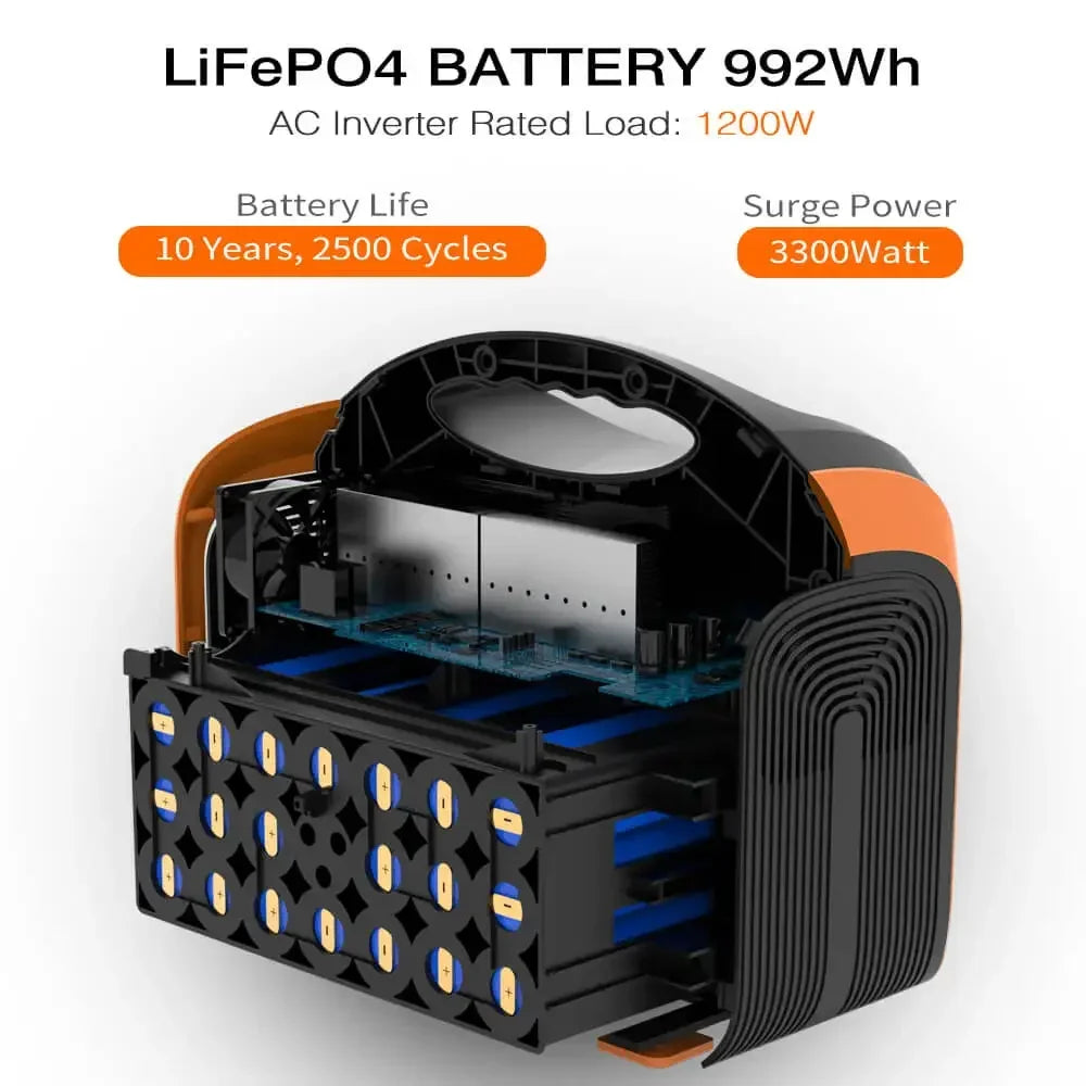 1200w charge backup powerstation lifepo4 battery energy system supply portable solar generator panel sets power station 1000w