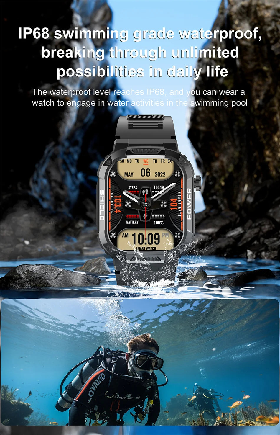 2025 Nuovo per Xiaomi Military Smart Watch Uomini impermeabili all'aperto Sport Fitness Tracker Monitor di salute 2.10" BT Call Smartwatch