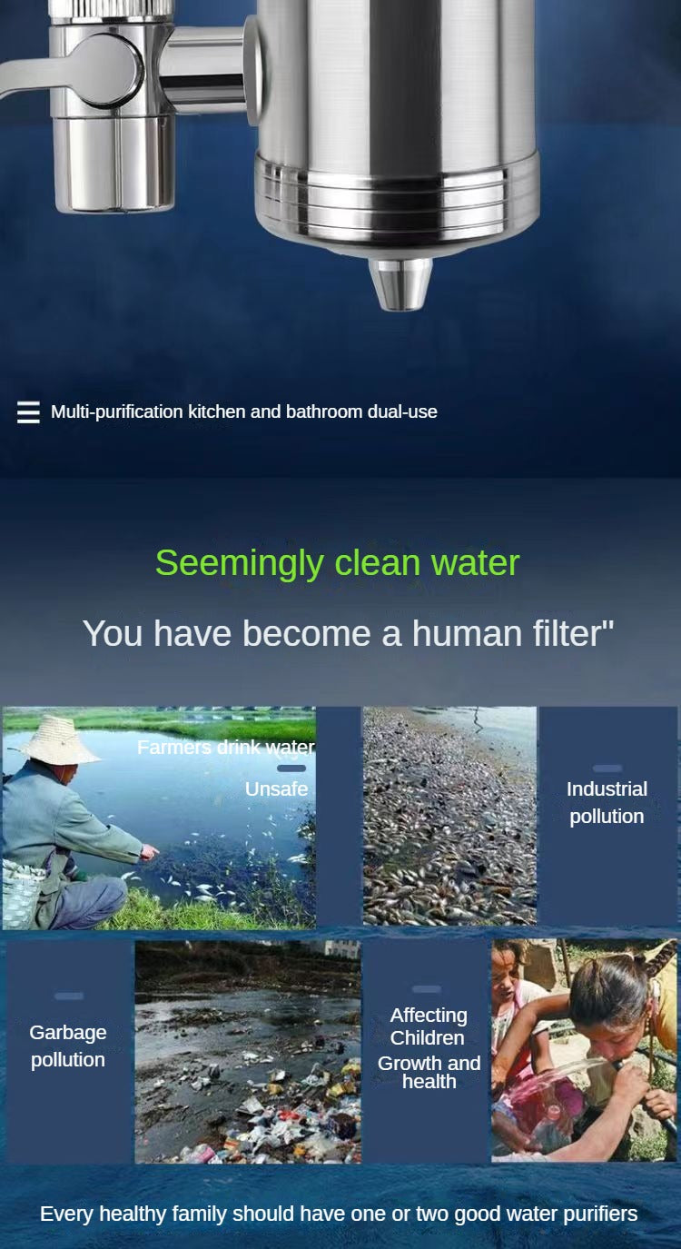 Purificatore per rubinetto dell'acqua potabile da 0,1 μm a 7 strati, filtro per rubinetto ecologico, cartuccia in acciaio inossidabile, carbone attivo ceramico KDF, casa e cucina