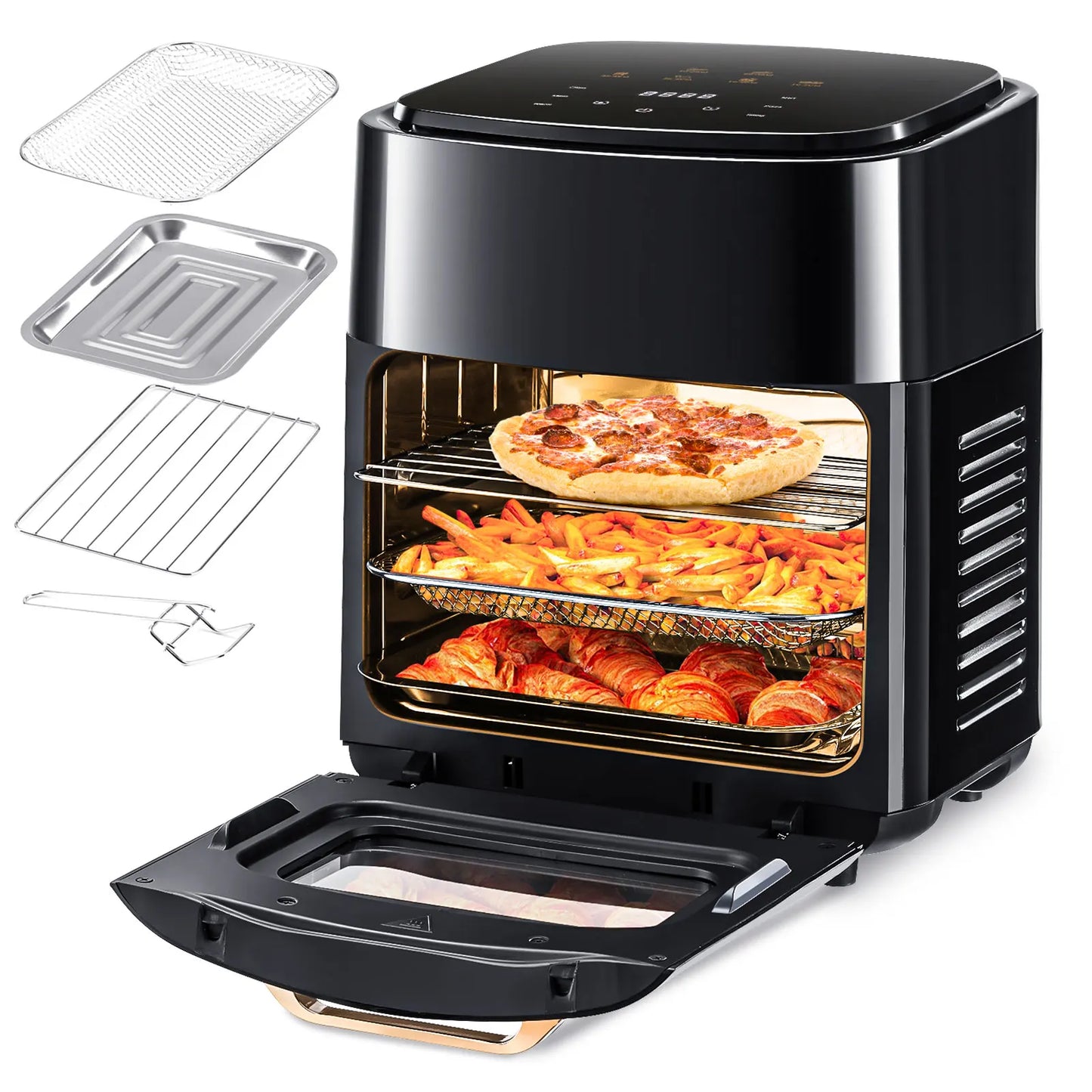 Grande friggitrice ad aria elettrica da 15L, senza olio da 220 V, con 6 modalità di cottura, forno a convezione intelligente da 1800 W per la casa, schermo touch a LED