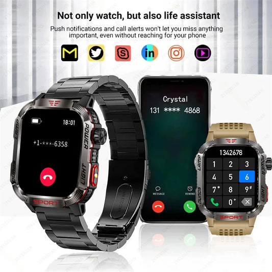 Nuovo per Huawei Xiaomi Militare GPS Smart Watch Uomini Torcia elettrica Bussola impermeabile all'aperto Sport Tracker Bluetooth Chiamata Smartwatch