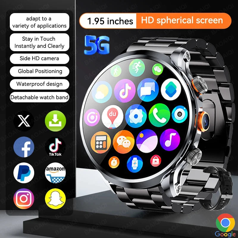 5G/4G Full Network Smart Watch 680*680 HD AMOLED 1100mah Video Call 500W Camera 8GB+128GB RAM GPS NFC WIFI Google APP Smartwatch