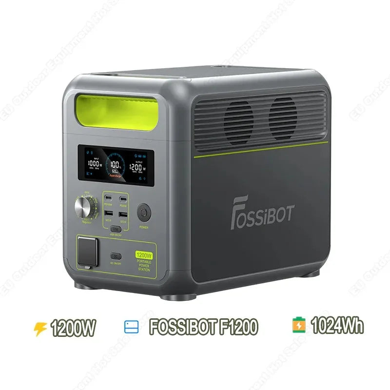 Centrale elettrica portatile leggera Fossibot F1200, batteria LiFePO4 da 1024 Wh, generatore solare da 1200 W, backup domestico, campeggio all'aperto, alimentazione mobile