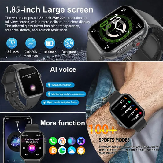 2025 Nuovo per Huawei Xiaomi Smart Watch Uomini Donne 1.85 pollici HD AMOLED Full Touch Screen IP68 Impermeabile Bluetooth Chiamata SmartWatch.