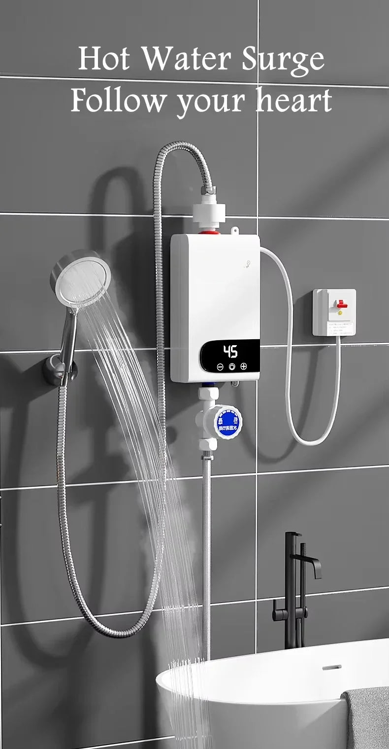 Scaldabagno istantaneo da 5,5K W, nuovo di zecca, scaldabagno istantaneo senza serbatoio, rubinetto istantaneo, rubinetto per cucina, scaldabagno LED digitale