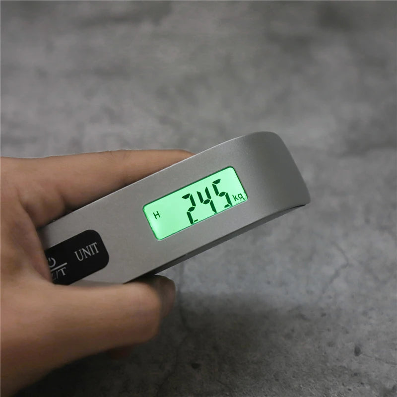 BILANCIA Scala portatile Display LCD digitale 110lb/ 50kg bagaglio elettronico appeso valigia viaggio pesi bagagli strumenti di equilibrio di peso