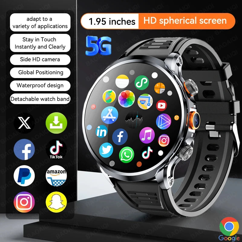 5G/4G Full Network Smart Watch 680*680 HD AMOLED 1100mah Video Call 500W Camera 8GB+128GB RAM GPS NFC WIFI Google APP Smartwatch