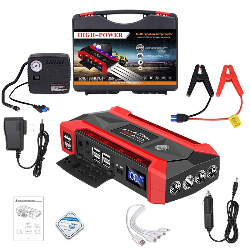 Car Battery Starter 30000mAh Caricatore portatile Auto Jump Starter 12V Benzina Diesel Car Emergency Booster Start Alimentazione