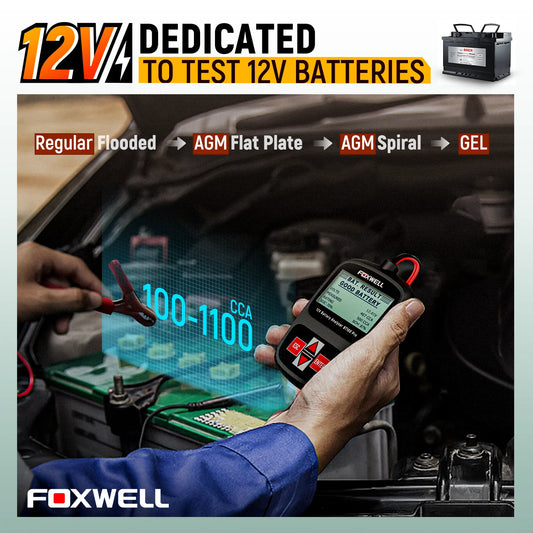 -TESTER PER VERIFICARE LO STATO DELLA BATTERIA AUTO-FOXWELL BT100 PRO 12V 100-1100 CCA Strumento diagnostico per il controllo della batteria