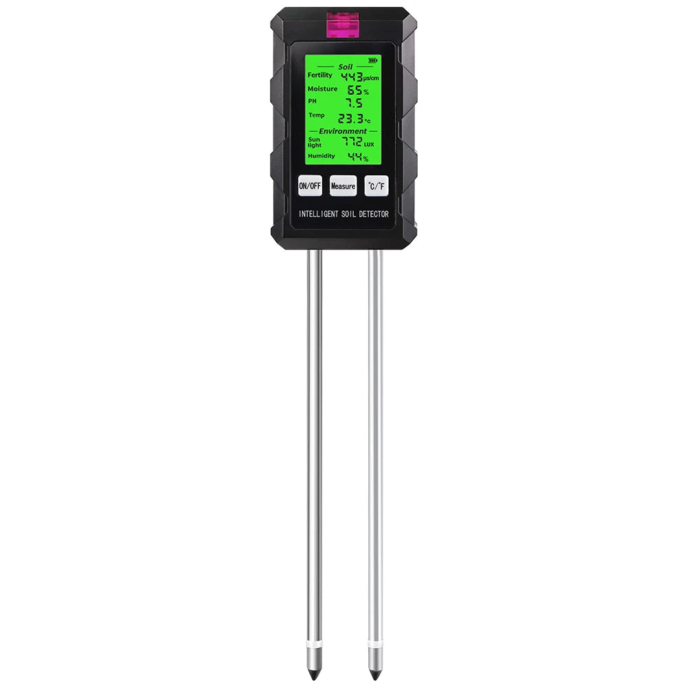 6 in 1 Soil Detector Soil Tester pH Temperature Humidity Sunlight Air Moisture Nutrient Fertility Meter Gardening Tool
