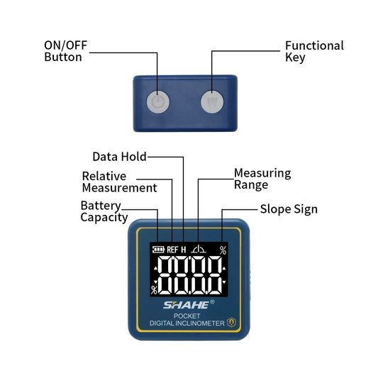 SHAHE Piccolo livello digitale ricaricabile Protrattore Inclinometro Digital Angle Finder Strumenti di misurazione dell'angolo