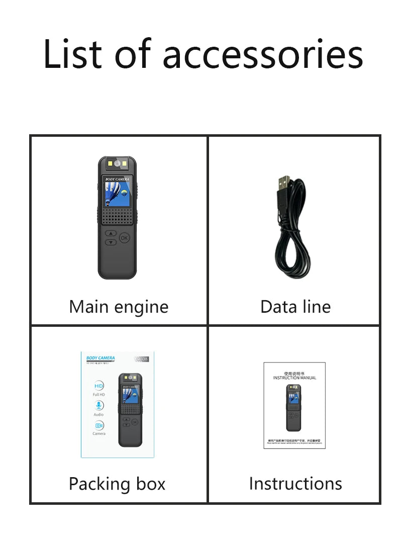 Mini Body Camera Full HD 1080P Telecamera montata sul corpo Piccola telecamera portatile per visione notturna Polizia Body Cam supporto TF card mini fotocamera