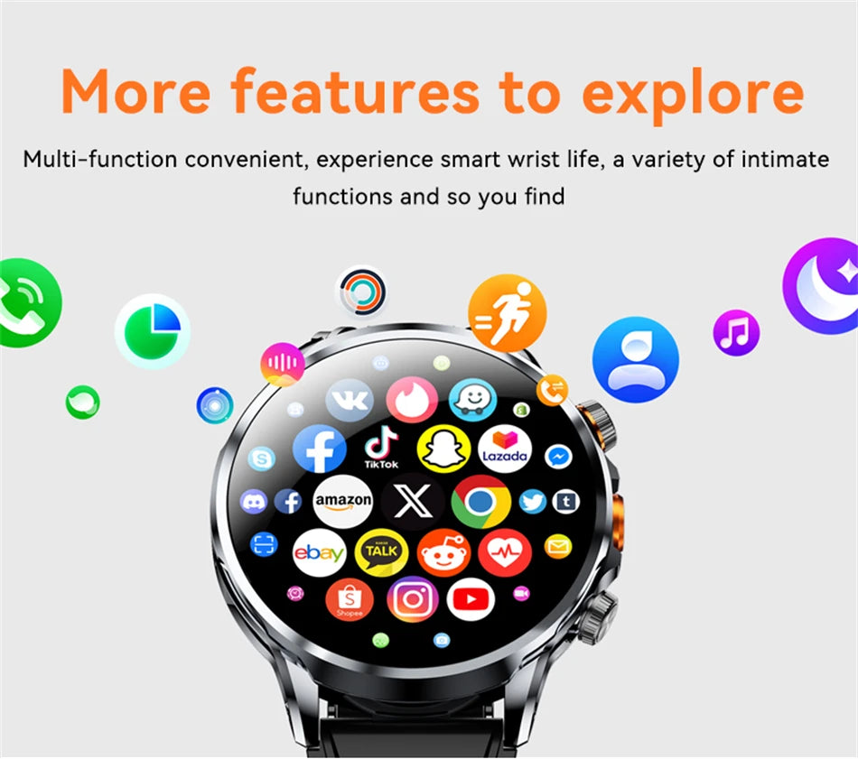 5G/4G Full Network Smart Watch 680*680 HD AMOLED 1100mah Video Call 500W Camera 8GB+128GB RAM GPS NFC WIFI Google APP Smartwatch