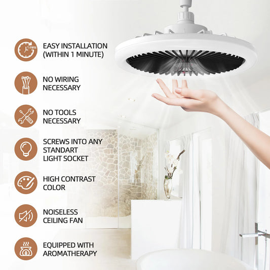 IRALAN Moderno ventilatore a soffitto con luce LED Fan Light E27 Screw Fan Light Remote Control Light Fan Ceiling Room decorazione
