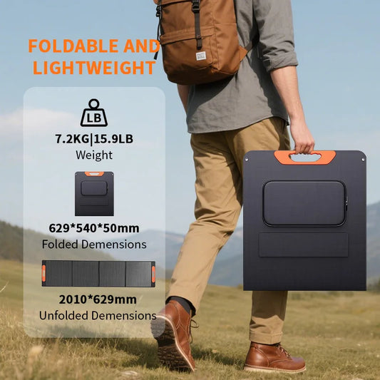 Pannello solare pieghevole flessibile in ETFE da 200 W, pannello solare pieghevole impermeabile portatile ad alta efficienza da 100 W per campeggio, camper e giardino