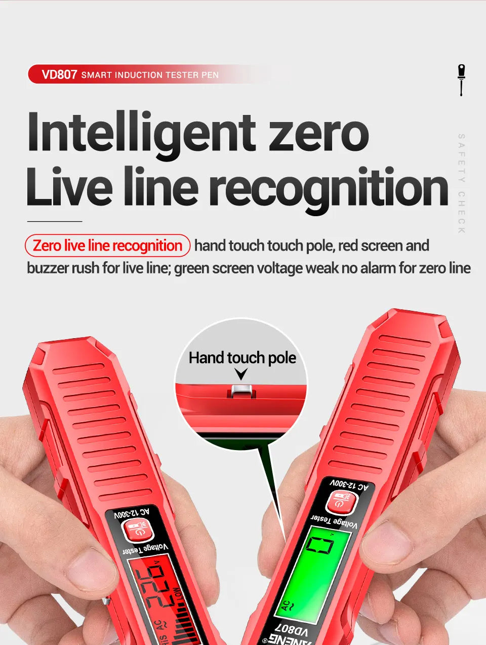 ANENG VD807 Una parola di induzione portatile 50/ 60Hz Smart Tester penna elettrica NCV sensore AC 12-300V senza contatto filo rivelatore strumenti