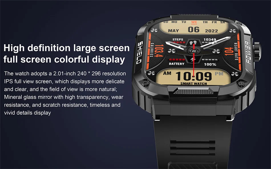 2025 Nuovo per Xiaomi Military Smart Watch Uomini impermeabili all'aperto Sport Fitness Tracker Monitor di salute 2.10" BT Call Smartwatch