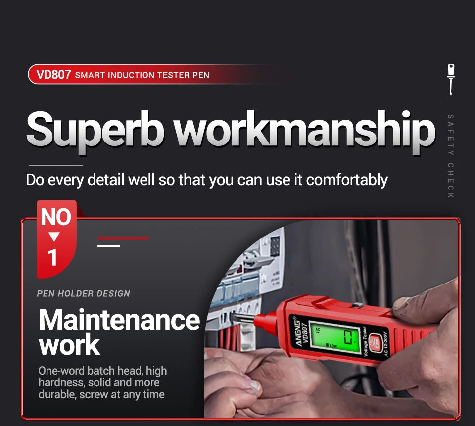 ANENG VD807 Una parola di induzione portatile 50/ 60Hz Smart Tester penna elettrica NCV sensore AC 12-300V senza contatto filo rivelatore strumenti