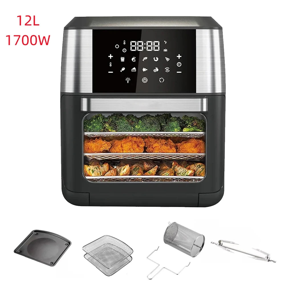 4/5/6/7/10/ 12L Friggitrici ad aria elettrica senza olio Cucina domestica automatica 360° Forno a convezione Friggitrice senza olio