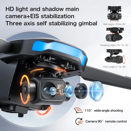 S-X1 New Drone with 3-Axis Anti-Shake Screen Gimbal 4K Aerial Brushless Drones RC Quadcopter 5G GPS 8K HD Cameras EIS Mini Dron