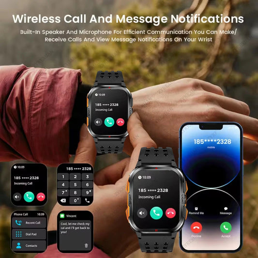 Nuovo per Xiaomi Military Smart Watch Men 3ATM impermeabile all'aperto Sport Fitness Tracker Monitor di salute Bluetooth Chiamata Smart Watch