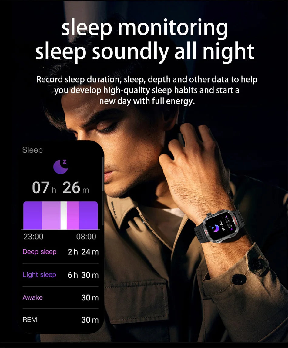 Nuovo per Huawei Xiaomi Militare GPS Smart Watch Uomini Torcia elettrica Bussola impermeabile all'aperto Sport Tracker Bluetooth Chiamata Smartwatch