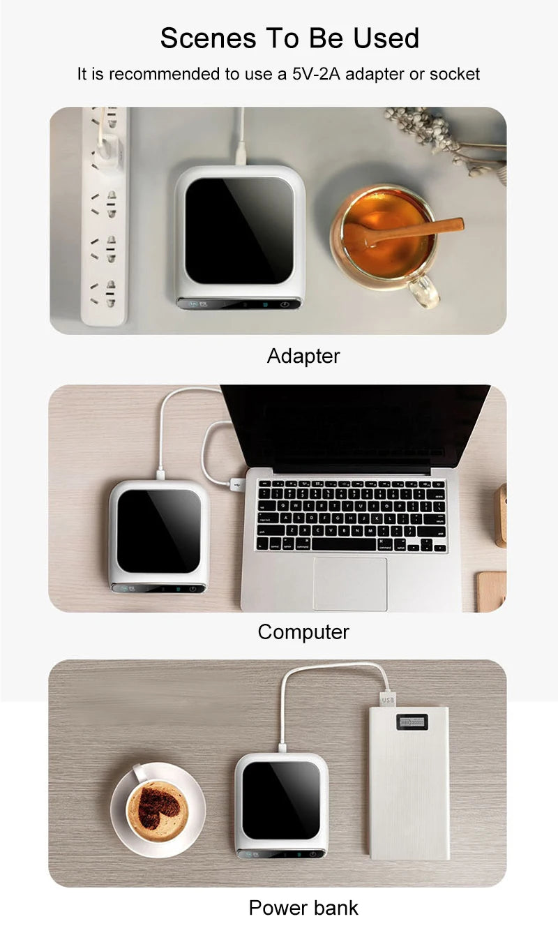 RISCALDA TAZZE E BICCHIERI Riscaldamento Coaster 3 ingranaggi 100 o C latte tè scaldabagni tazza di acqua per l'ufficio a casa scrivania riscaldamento pad