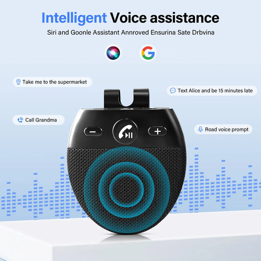 Kit vivavoce per auto BT 5.0 per veicoli wireless, vivavoce per auto Bluetooth, accensione automatica, connessione, supporto per due telefoni cellulari