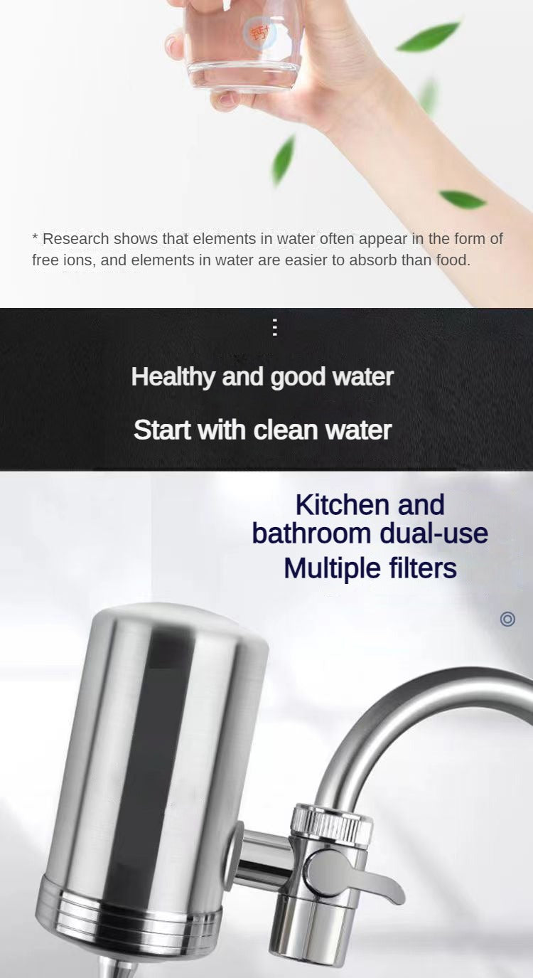 Purificatore per rubinetto dell'acqua potabile da 0,1 μm a 7 strati, filtro per rubinetto ecologico, cartuccia in acciaio inossidabile, carbone attivo ceramico KDF, casa e cucina