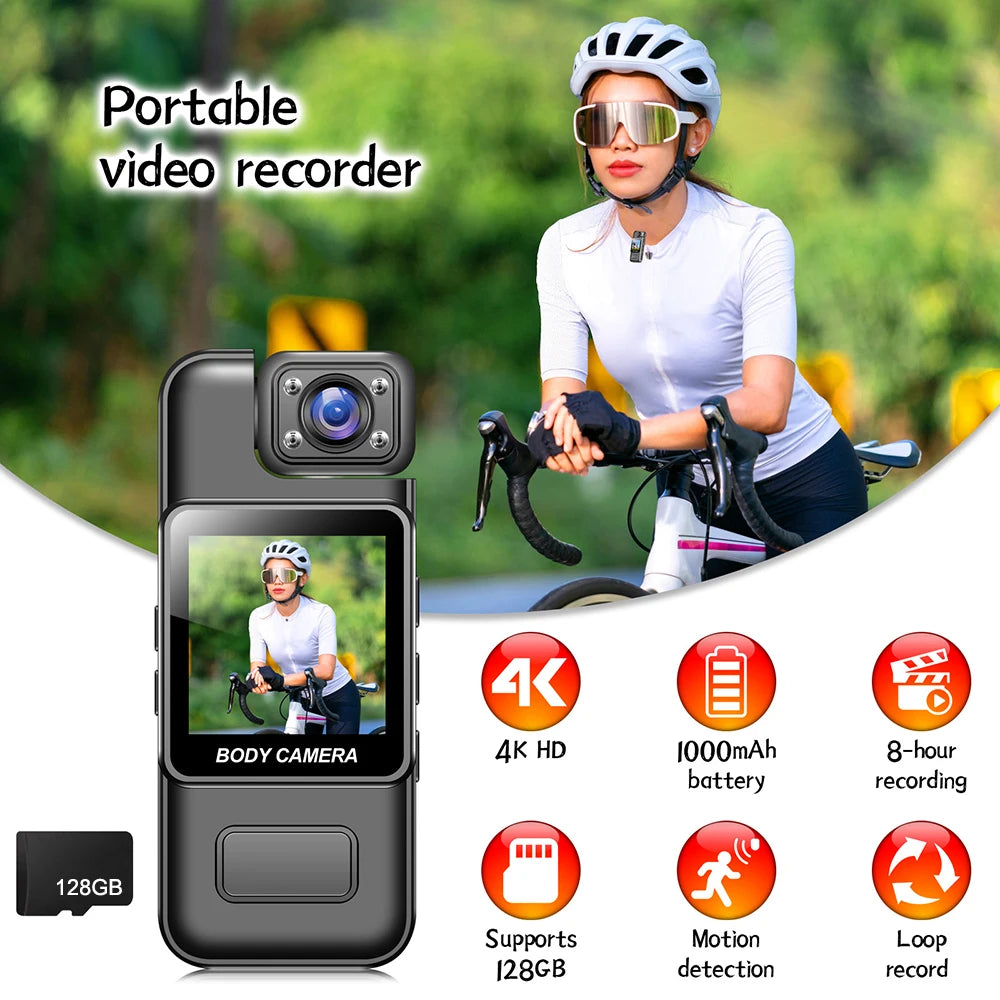 Ultra HD 4K WiFi Mini macchina fotografica portatile Registratore video digitale Polizia BodyCam Visione notturna a infrarossi Sport DV Camcorder 카메라