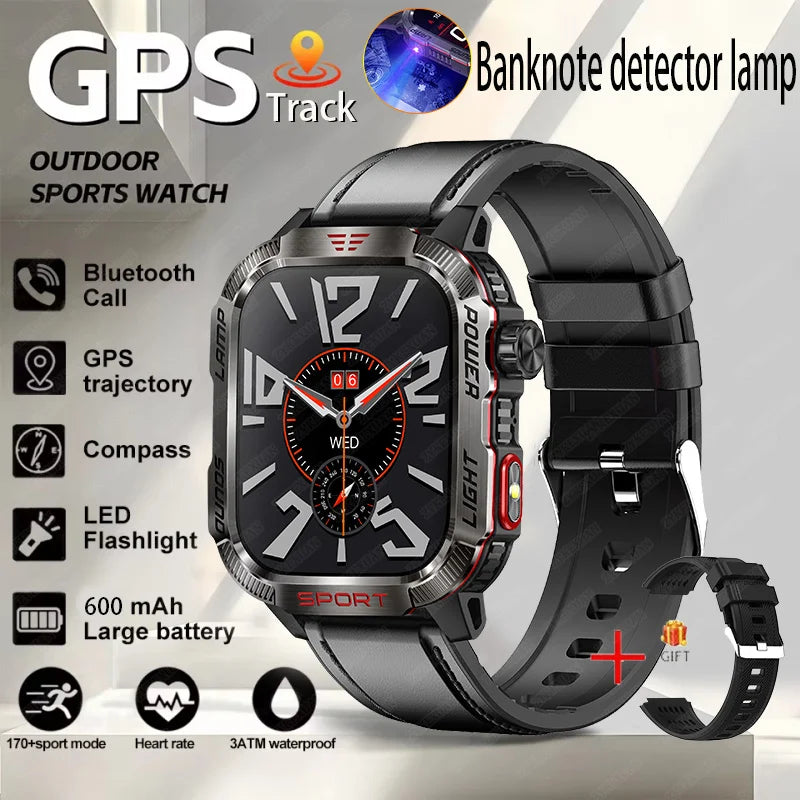 Nuovo per Huawei Xiaomi Militare GPS Smart Watch Uomini Torcia elettrica Bussola impermeabile all'aperto Sport Tracker Bluetooth Chiamata Smartwatch