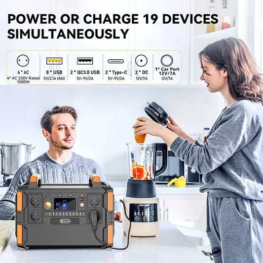 Flashfish F132 1000w centrale elettrica portatile, 1041.6Wh/327600mAh LiFePo4 batteria solare generatore, uscita CA 230 V, 19 uscite