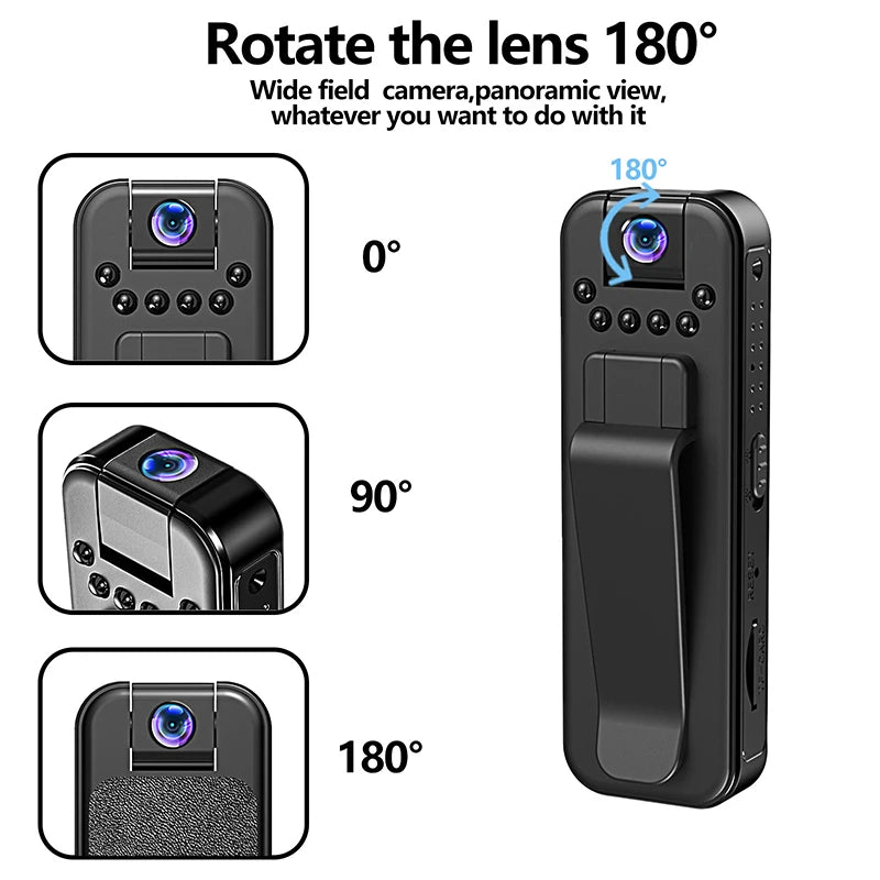 Mini telecamera portatile WiFi HD 1080P, piccolo videoregistratore digitale, bodycam della polizia, visione notturna a infrarossi, videocamera in miniatura 2025