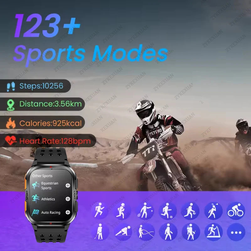 Nuovo per Xiaomi Military Smart Watch Men 3ATM impermeabile all'aperto Sport Fitness Tracker Monitor di salute Bluetooth Chiamata Smart Watch