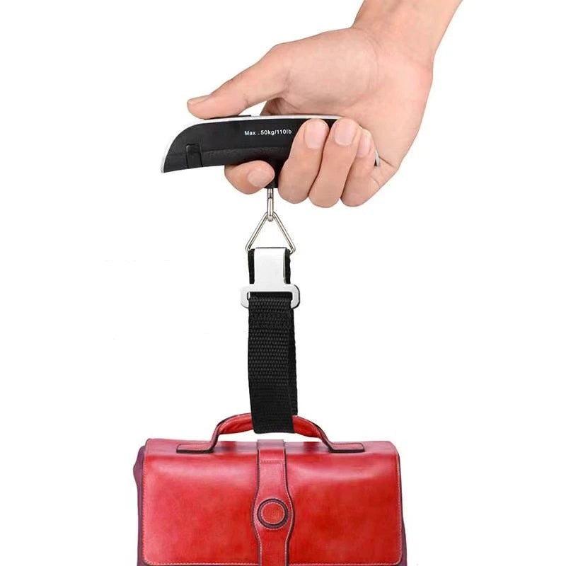 BILANCIA Scala portatile Display LCD digitale 110lb/ 50kg bagaglio elettronico appeso valigia viaggio pesi bagagli strumenti di equilibrio di peso