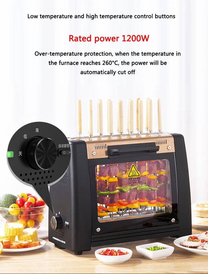 Barbecue Grill domestico automatico rotante spiedini macchina senza fumo Rotary grill elettrico 220V/ 1200W barbecue grill