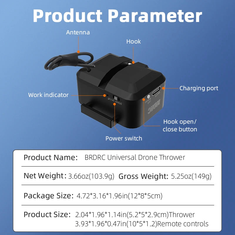 Airdrop System per DJI Avata 2/Mini 4 Pro/Air 3/Mini 3 Pro/Mavic 3 Pro/Mavic Pro Drone Lanciatore Pesca Salvataggio Invia regalo