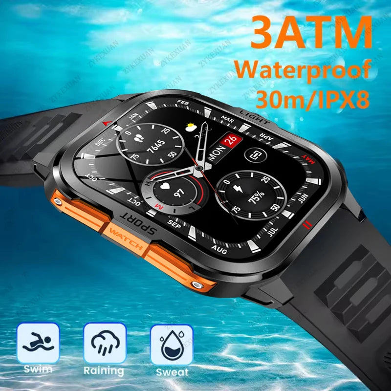Nuovo per Xiaomi Military Smart Watch Men 3ATM impermeabile all'aperto Sport Fitness Tracker Monitor di salute Bluetooth Chiamata Smart Watch