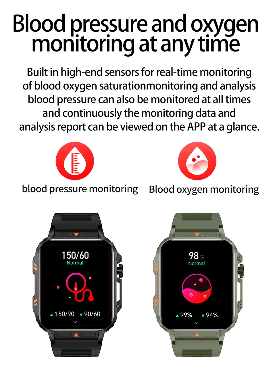 2024 Nuovo uomo militare all'aperto 1.95 Smart Watch uomini bluetooth chiamata smartwatch uomini per android ios ip68 impermeabile ftiness orologi