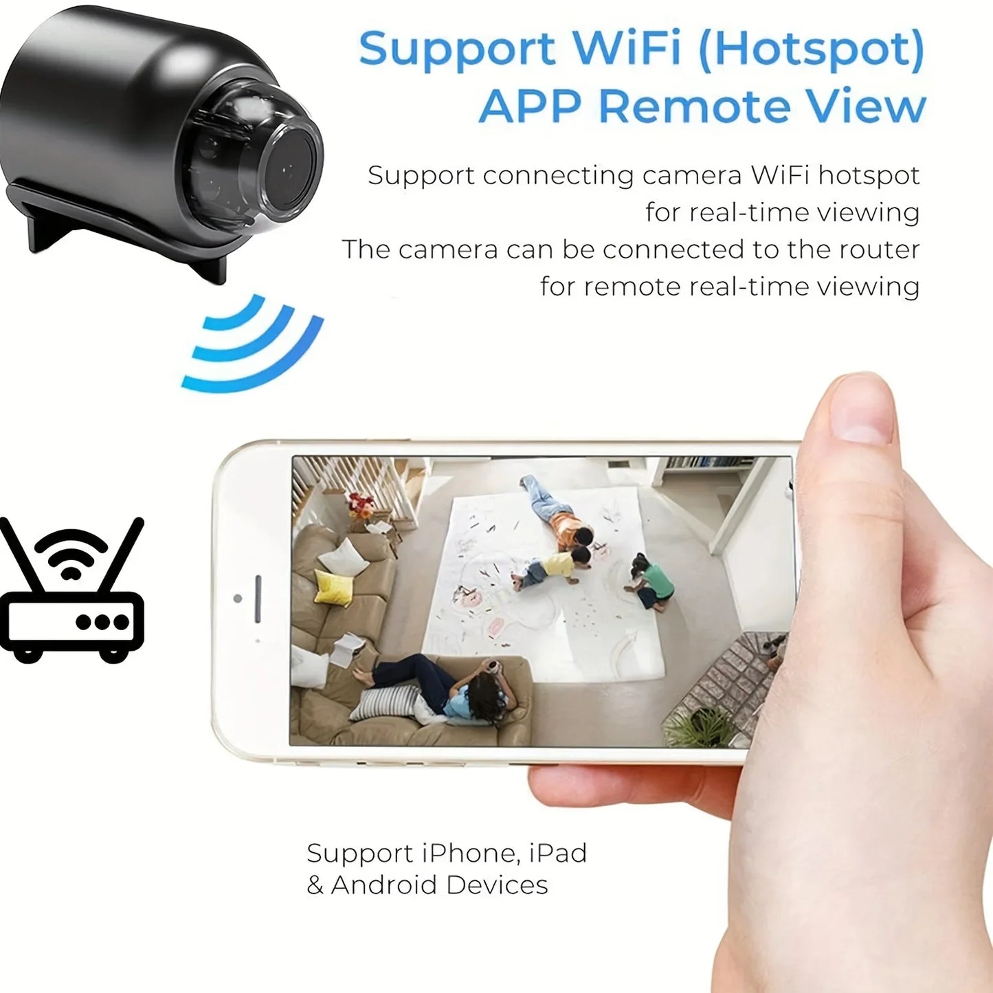 1080P HD Mini telecameraCON VISIONE NOTTURNA WiFi Sicurezza interna Sorveglianza di sicurezza Baby Monitor IP Cam Audio Video REGISTRAZIONE
